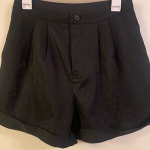 Black High Waisted Pleated Shorts